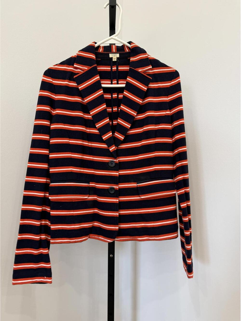 J.Crew Striped Navy and Red Blazer Jacket XS Jersey Sweatshirt